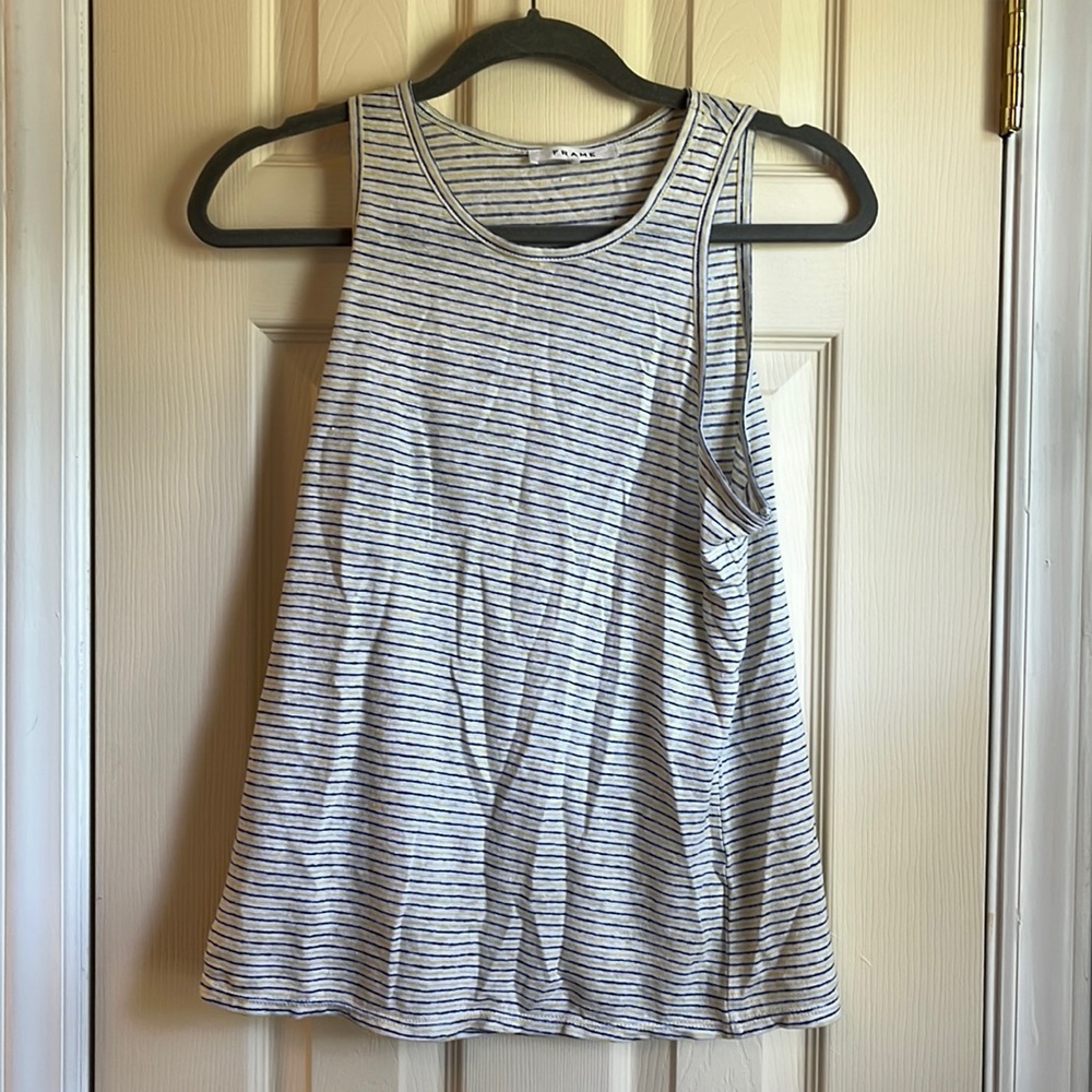 Frame striped linen tank